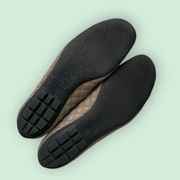 Paul Mayer Attitudes Taupe Quilted Leather Tan Cap Toe Ballet Flats Womens 10 - Picture 5 of 14